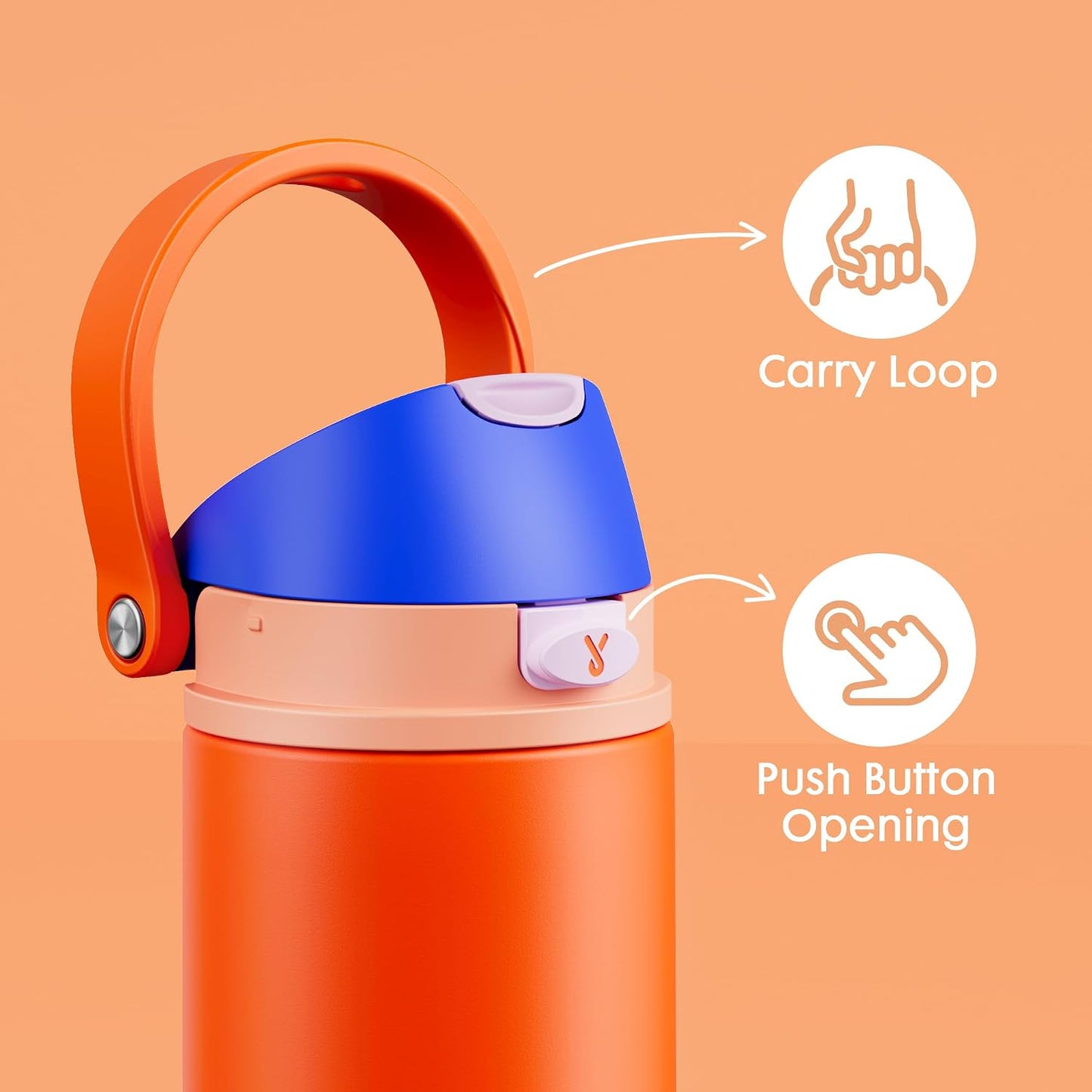 18 oz Insulated Water Bottle for Kids: Meoky Metal Water Bottle with 2-in-1 Straw and Spout Lid - Leak Proof, Cold for 24 Hours, BPA-Free for Boys School Sports, Blue Citrus