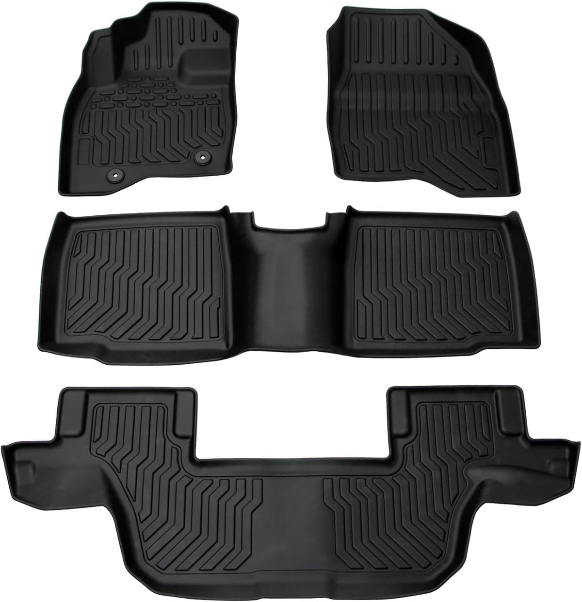 Car Floor Mats for 2015-2019 Ford Explorer Bench Seating No Fit Bucket Seating,All Weather TPE Rubber Full Set Includes 1st 2nd Row Front Maximum (for 15-19 Ford Explorer Bench)