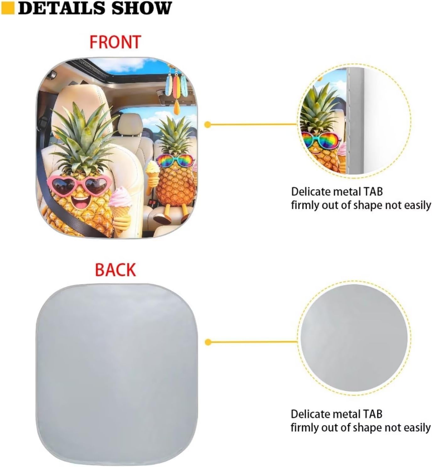 Renewold Car Front Windshield Sun Shade Auto Window Shade Foldable Sunshade Cover Sun Visor Shield Keep Vehicle Cool Funny Tropical Pineapple Easy Install Hawaii Summer Car Interior Accessories 2 Pcs