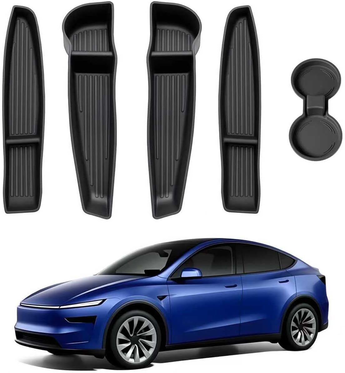 5PCS for Tesla Model Y Juniper(2025 2026) & YL Door Side Storage Box Cup Holder [Waterproof & Stay Clean] Front & Rear Door Pocket Liners for Tesla Model Y Juniper Accessories 2025 2026