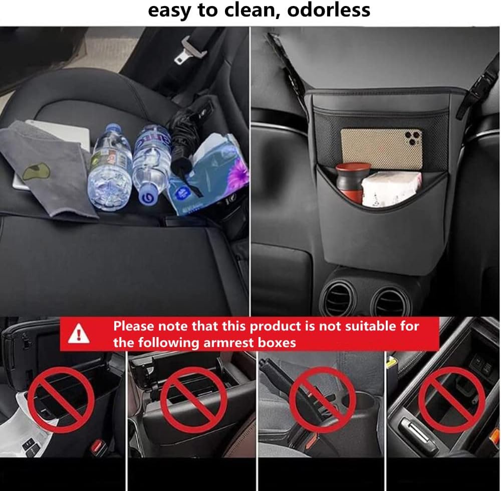 Tumecos Car Handbag Holder Between Seats, Multifunctional Car organizer for Center Armrest Box,Car Storage Bag Pocket Handbag Purse Holder for Storage, Large capacity, wear resistant(Black)