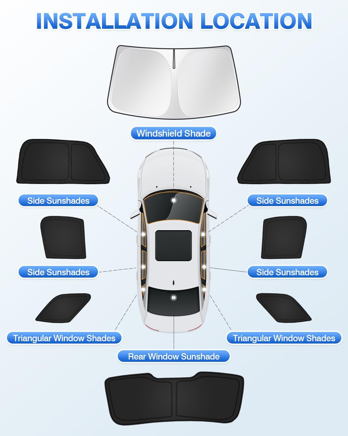 Canvcle Sunshades for Ford Explorer 2011-2019 Accessories Windshield Sun Shade Side Rear Window Shade Cover Sun Visor Shield Privacy Protection Keep Vehicle Cool Black 8PCS