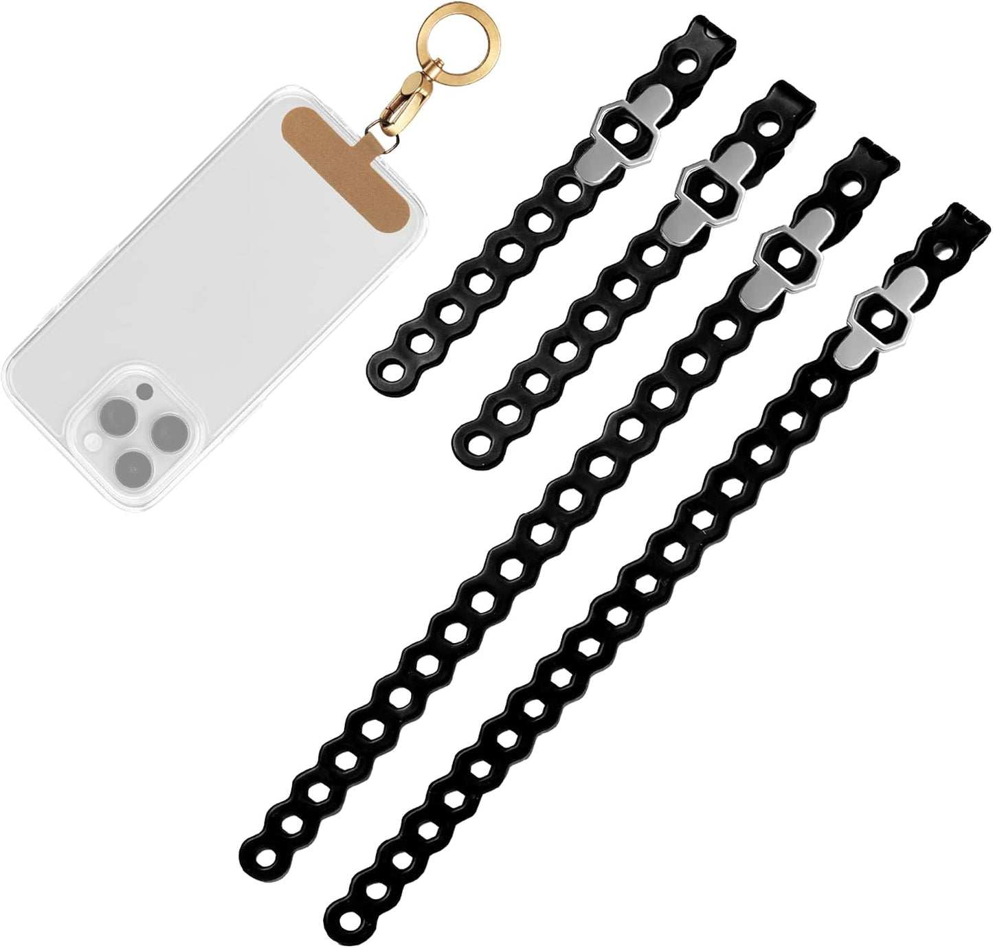 EDC Modular Strap System 5 Pack, Adjustable Silicone Gear Ties for Outdoor/Survival/Camping Strap EDC Carry