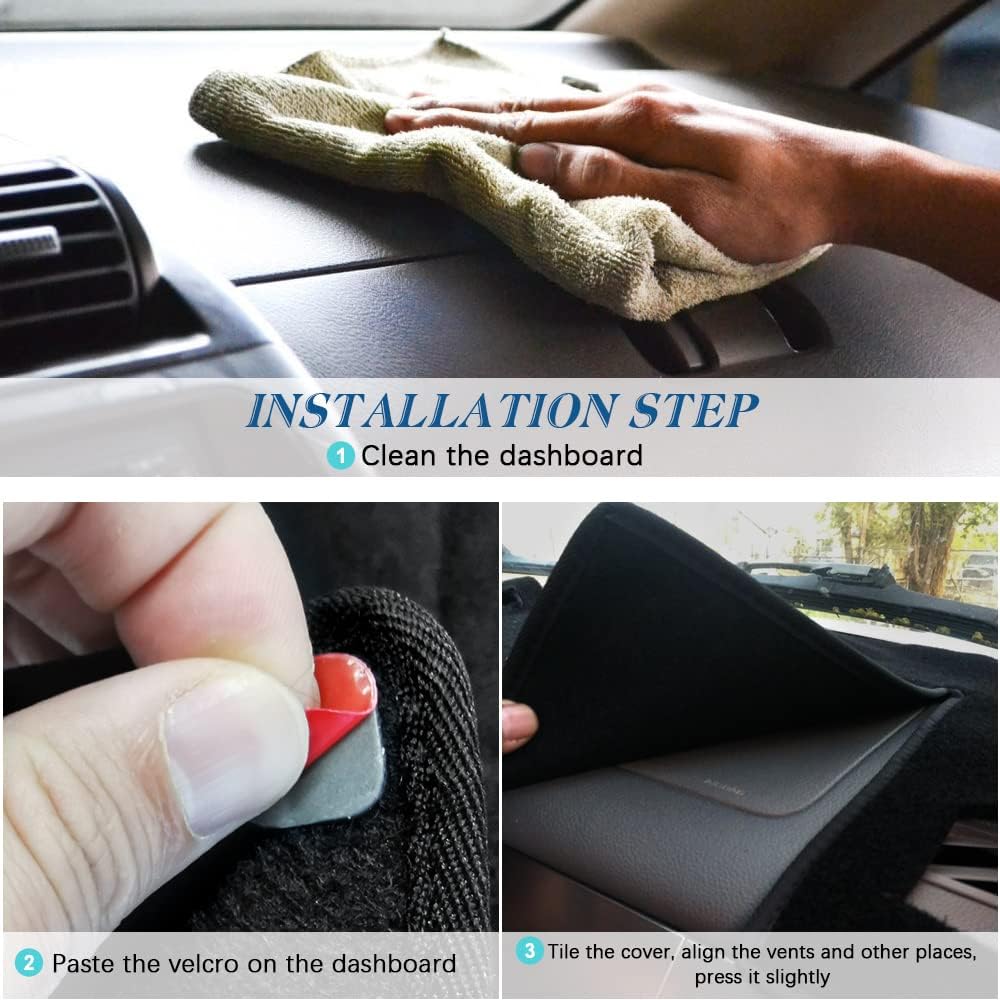 Black Dashboard Dash Board Cover Mat Carpet Compatible with 2007-2013 Chevrolet Silverado GMC Sierra