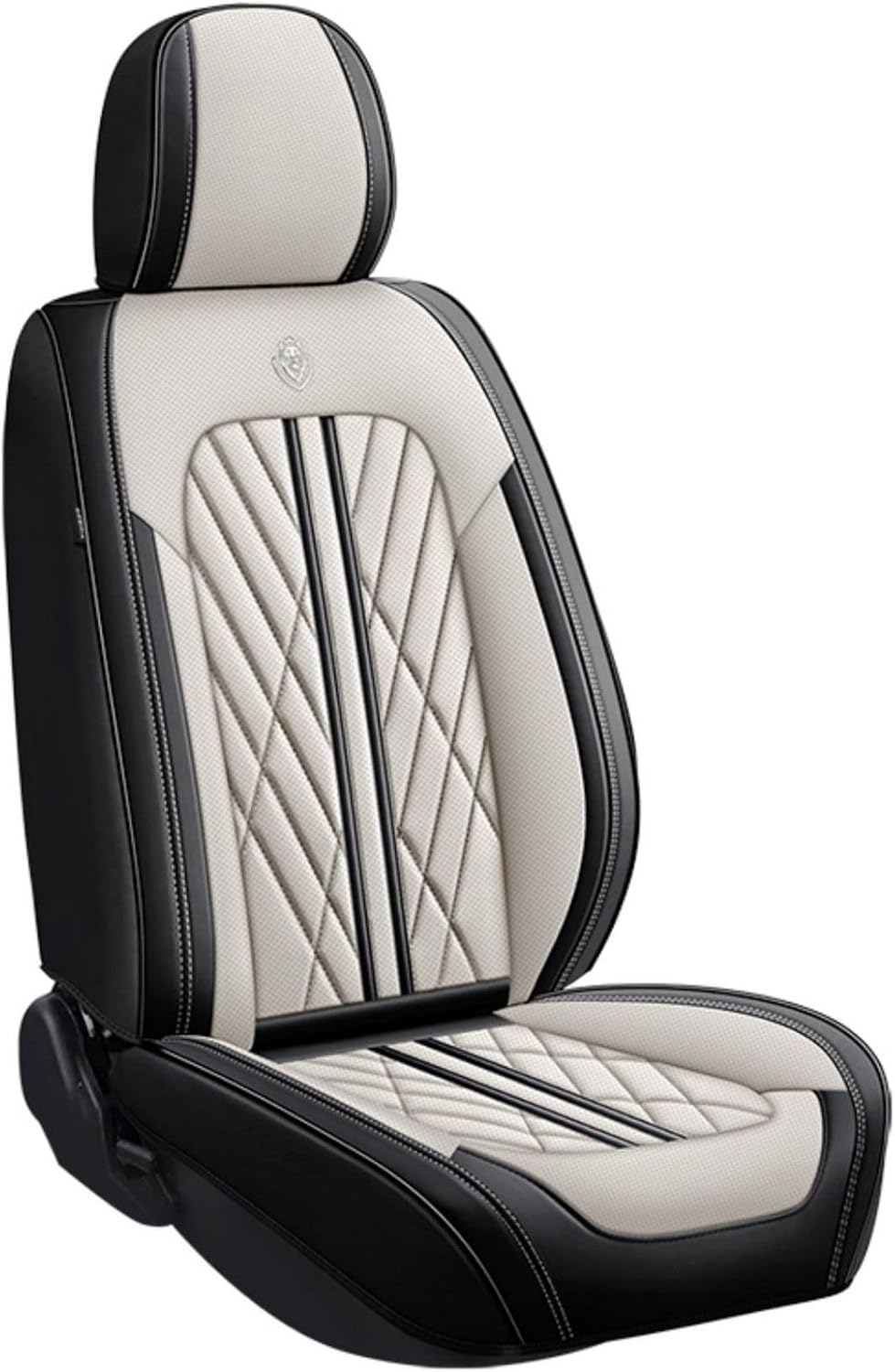 Premium Nappa Leatherette Car Seat Cover Set Custom Fit for Honda CR-V CRV 2000-2023 2024 2025 2026 Water-Proof Breathable Faux Leather Seat Cushion Protectors (Full Set 5 Seats,Beige Black)