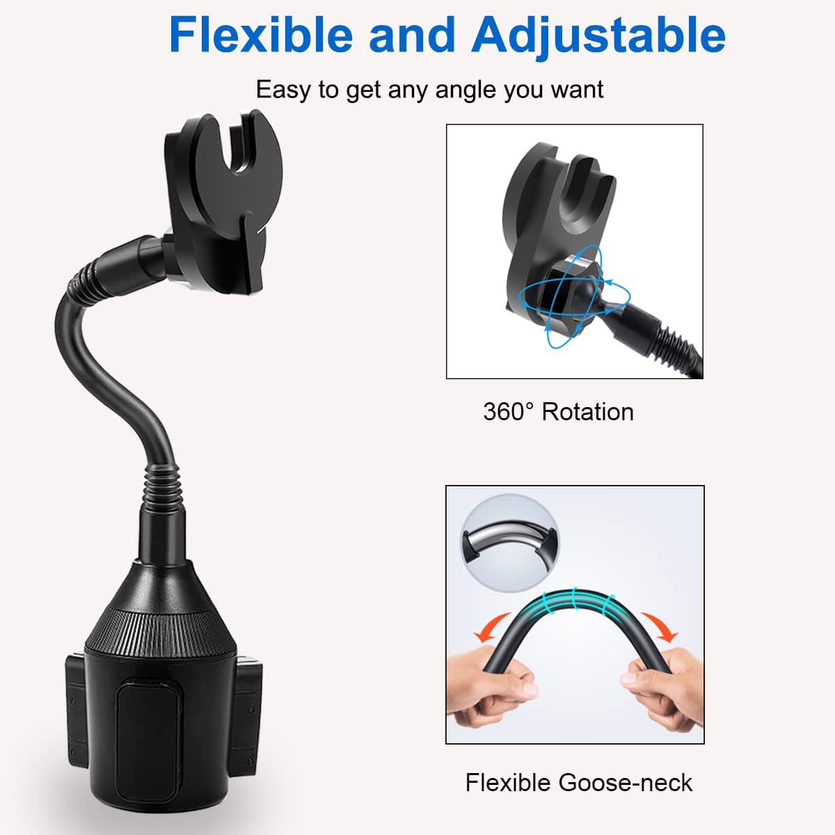 JCWINY Car Phone Holder for Pop Socket, Car Cup Holder Phone Holder Compatible with Popsocket Mount for Car, Flexible Gooseneck Car Mount for Pop Mount Fits iPhone Samgsung and Any Smartphones