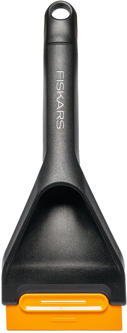 Fiskars Solid Car Ice Scraper with Hard and Soft Edge, 26 cm, with Replaceable Scraper, 1078497