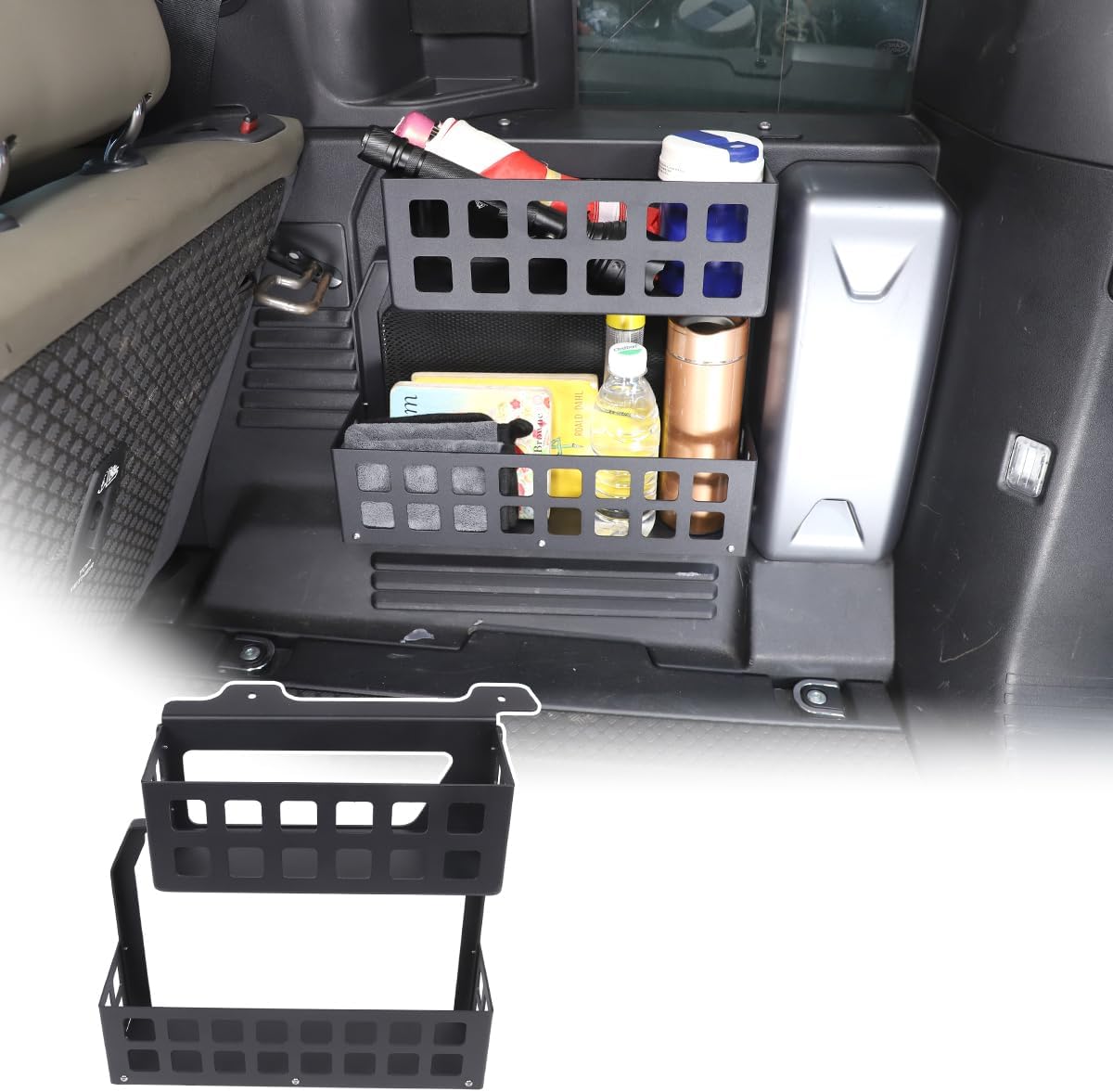 Car Trunk Storage Basket Organizer Side Cargo Rack Modular Compatible with Land Rover Defender 110 2020-2024 Car Rear Door Foldable Table Tailgate Table (Storage Basket Organizer-A)