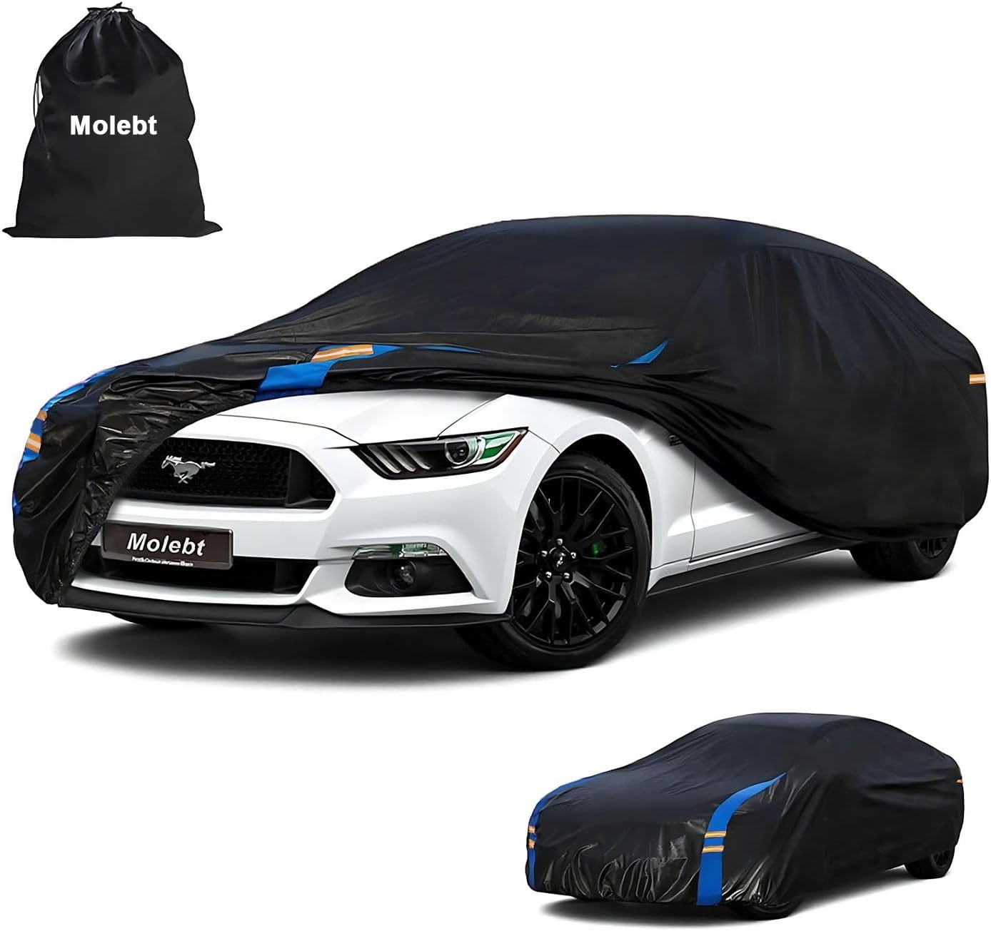 Car Cover Waterproof All Weather for Automobiles, Full Exterior Covers for Sedan &amp; Coupe (186-193 inch) Universal Fit for Ford Mustang, Chevy Camaro Corvette etc. Rain Sun Snow Protection.