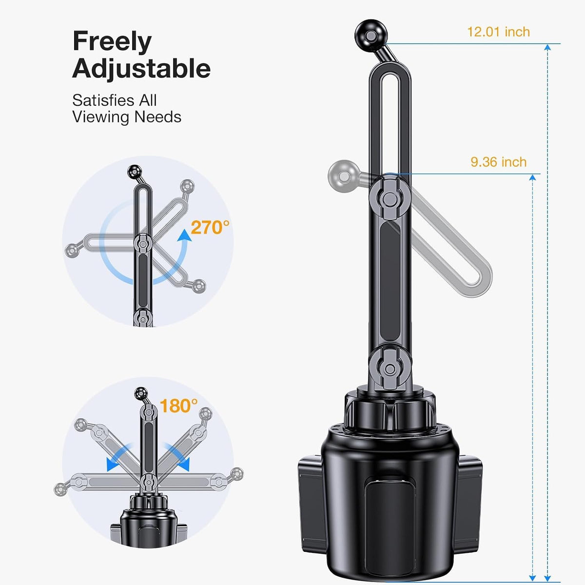 Cup Holder Phone Holder, [Easy Install] Adjustable Long Neck Cup Phone Holder for Car, [Sturdy & Durable] Universal Car Phone Holder for iPhone, Samsung, Google and All 4"-7" Smartphones