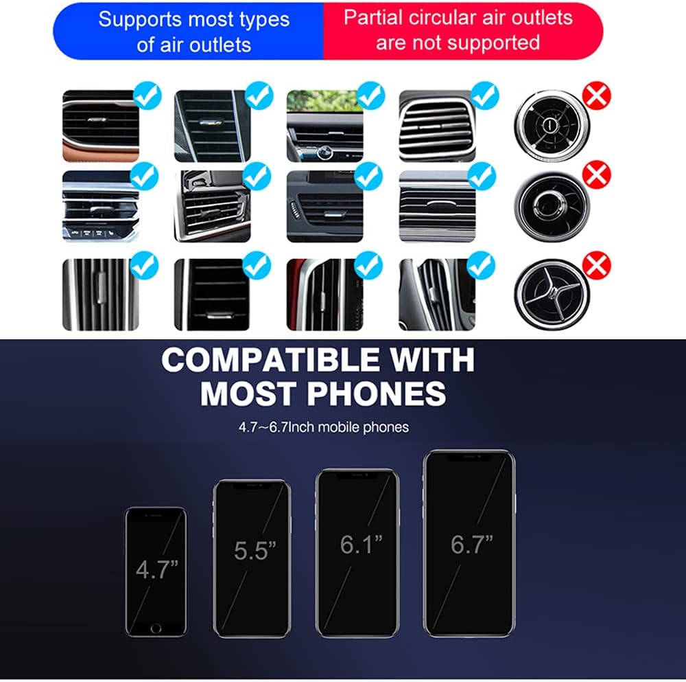 Q3 Smart Sensor Car Phone Wireless Charger,15W Qi Fast Charging Auto-Clamping Car Holder, Air Vent Phone Holder，for iPhone17/16/15/14/13/12series,and All Qi Enable Android Cellphone (Q3-Black)