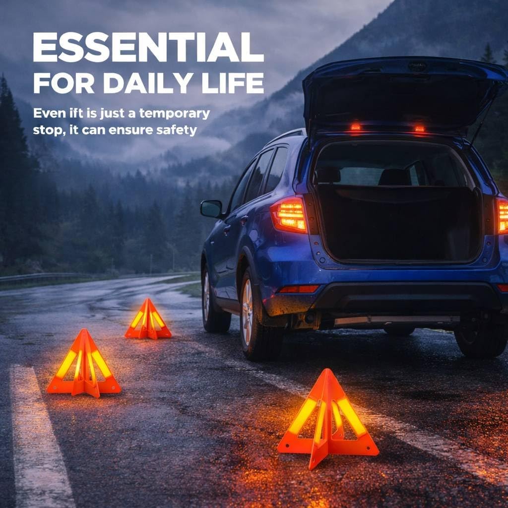 Safety Triangles for Vehicles, 6 Set Emergency Warning Reflective Triangles