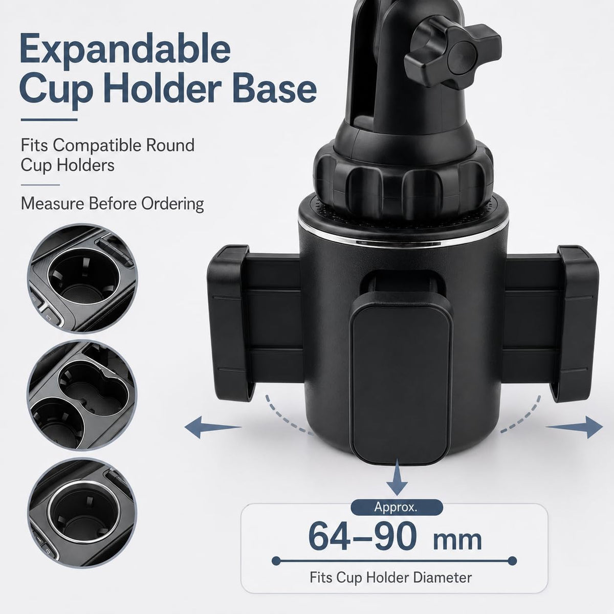 Car Cup Holder Phone Mount, Long Neck for iPhone, Samsung and Google Pixel