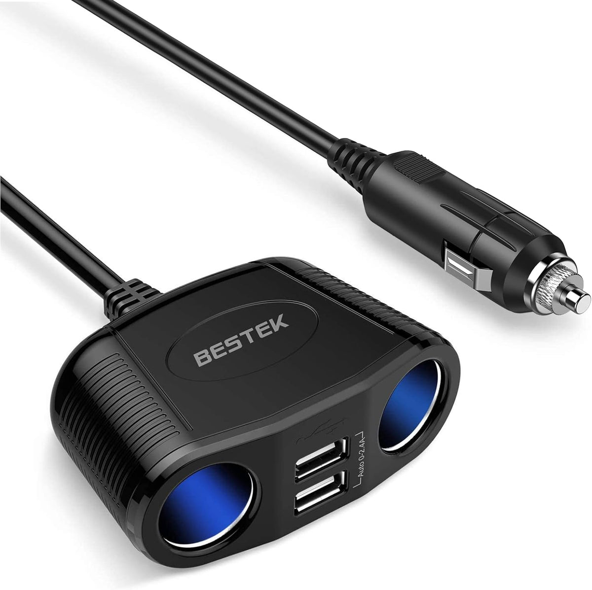 BESTEK 150W 2-Socket Car Cigarette Lighter Splitter with Dual USB