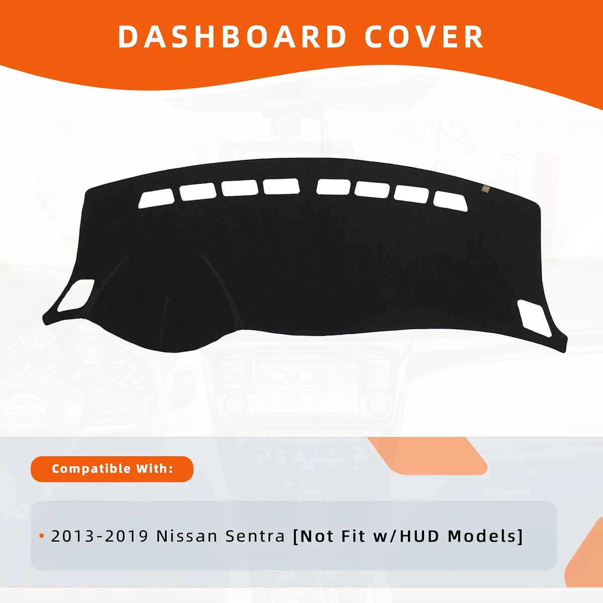 Dashboard Cover Dash Mat Fit for Ni-ssan Sentra 2019-2013 (Without HUD Models),Car Dash Board Mat Anti-Glare Carpet,Non-Slip Pad Sunshield Protector (Black)