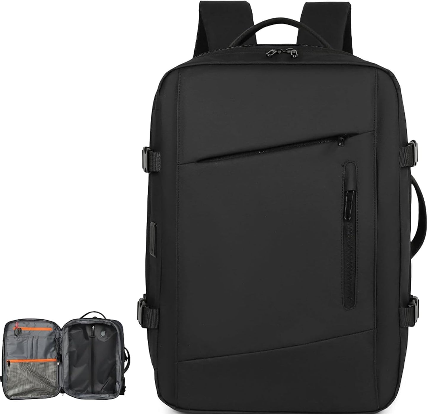 Vacuum Backpack Travel with Pump 60L Expandable Travel Backpack with Seal Compression System Women Men Carry On luggage Backpack Waterproof for Business Trips Weekend Getaways Daily Travel