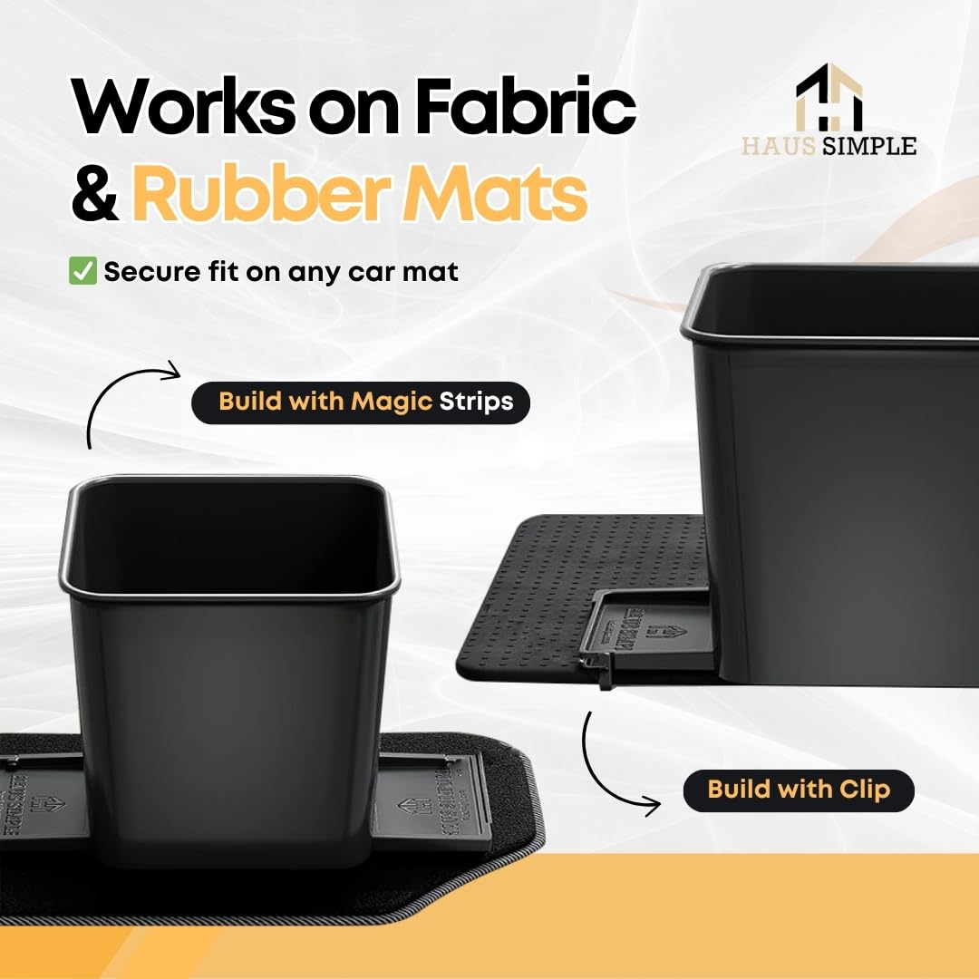 Car Trash Can with Stability Wings – Leakproof Portable Garbage Bin for Fabric & Rubber Mats – Compact Durable Plastic Auto Organizer for Cars, SUVs, Trucks (Black, Small)