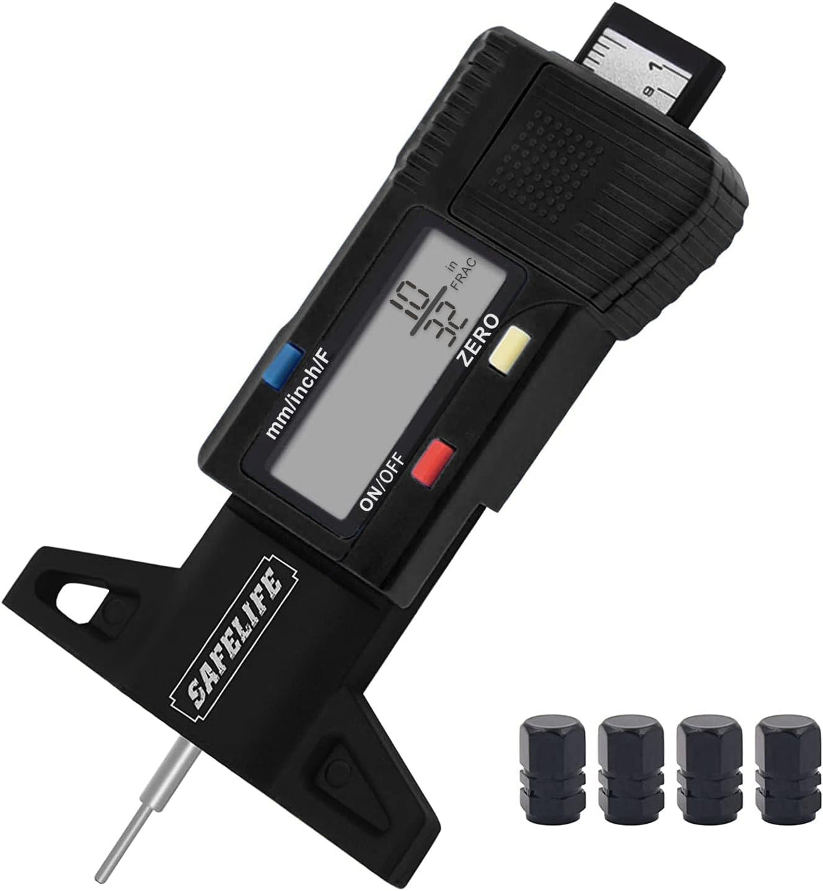 SAFELIFE Digital Tire Tread Depth Gauge, 3 Modes-Fractional Inch, Decimal Inch and Millimeter, Zeroable Tire Tread Depth Gauge for Motorcycles,Cars,Trucks Accurate Tyre Tread Depth Gauge-Orange