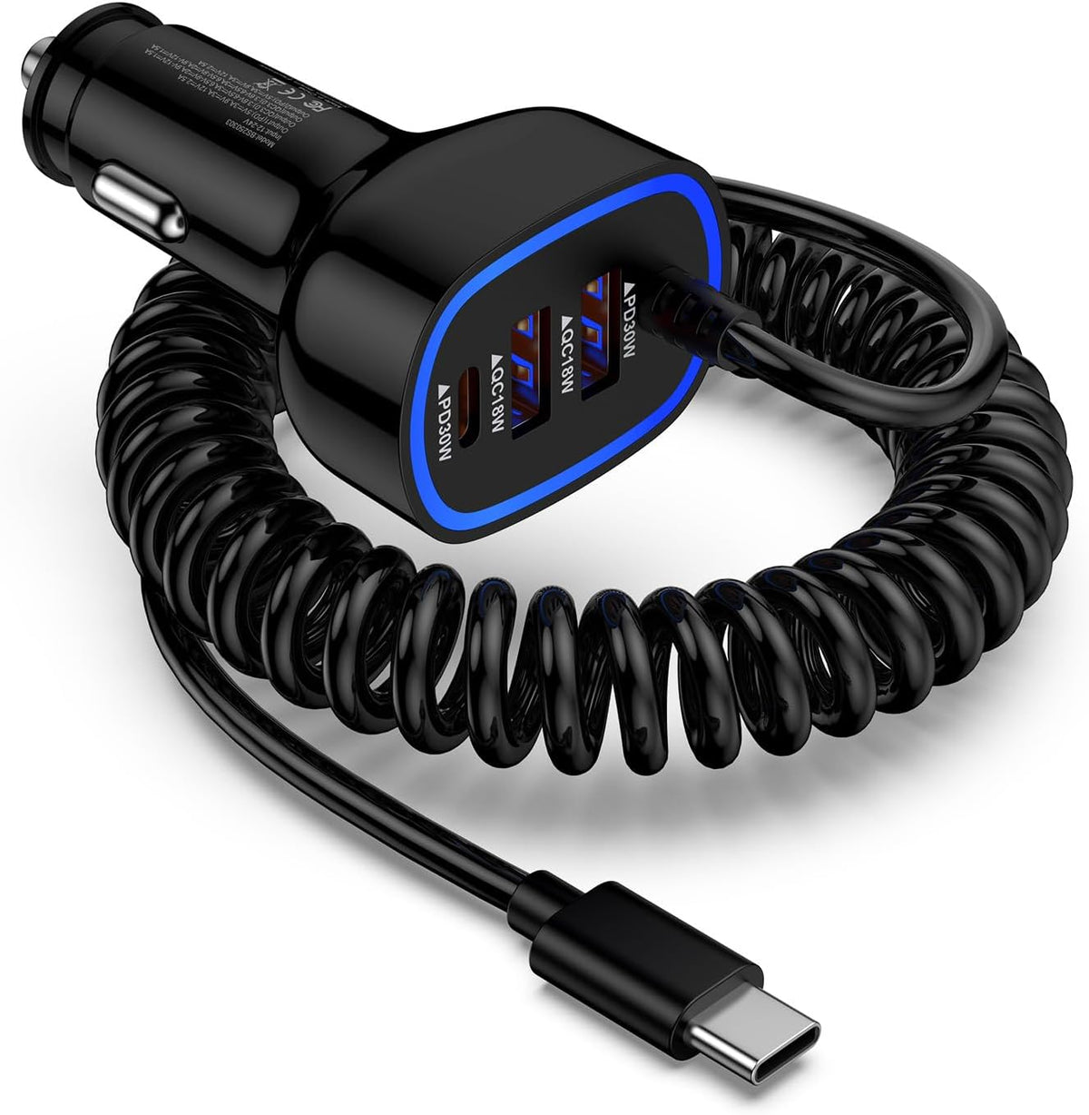 Retractable Car Charger with Starlight for Samsung Galaxy S26 Ultra/A17/A16