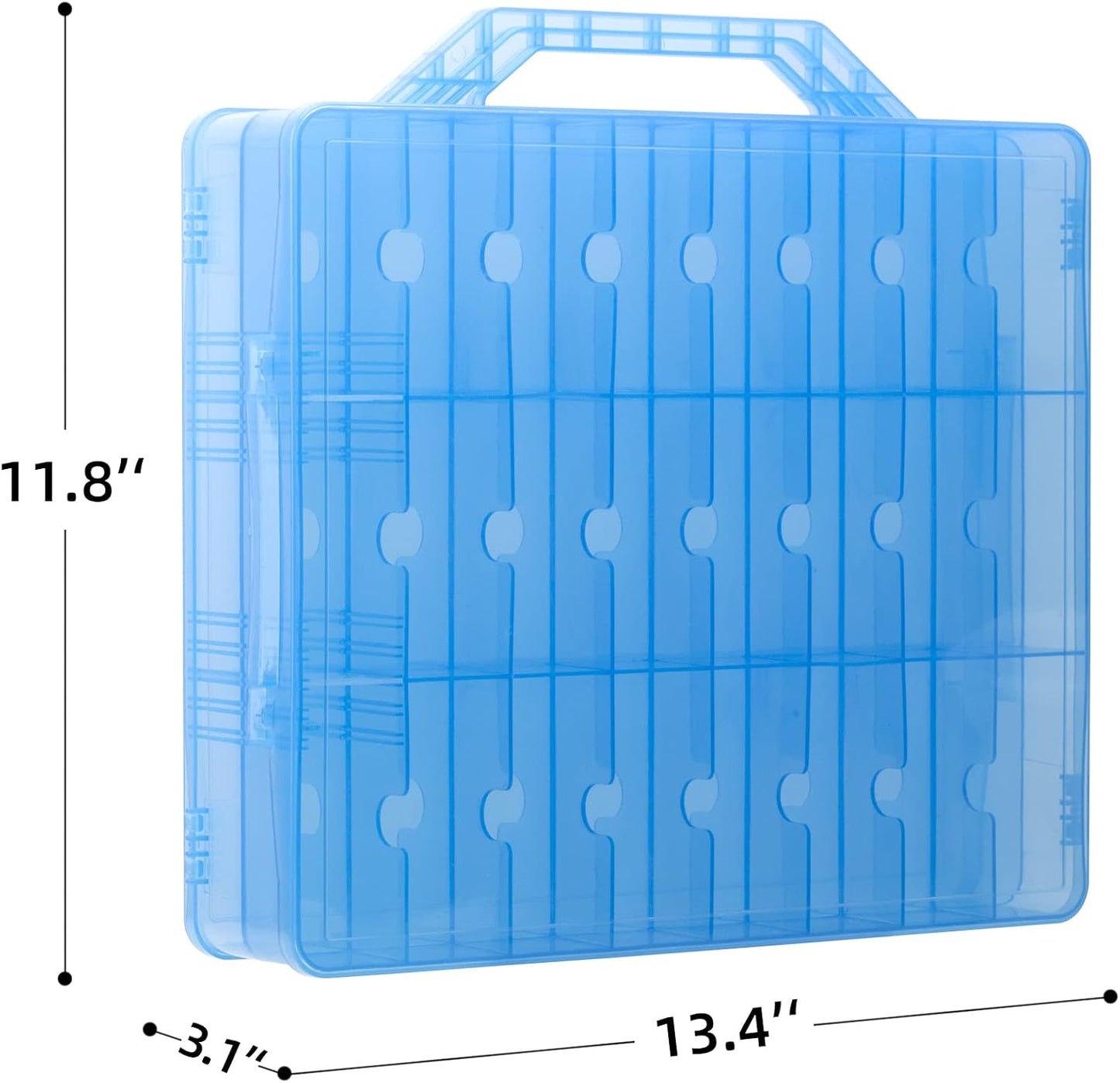 Double Sided Storage Case for 48 Cars, Matchbox Cars, Mini Toys, Small Dolls - Portable Transparent Case (Blue)