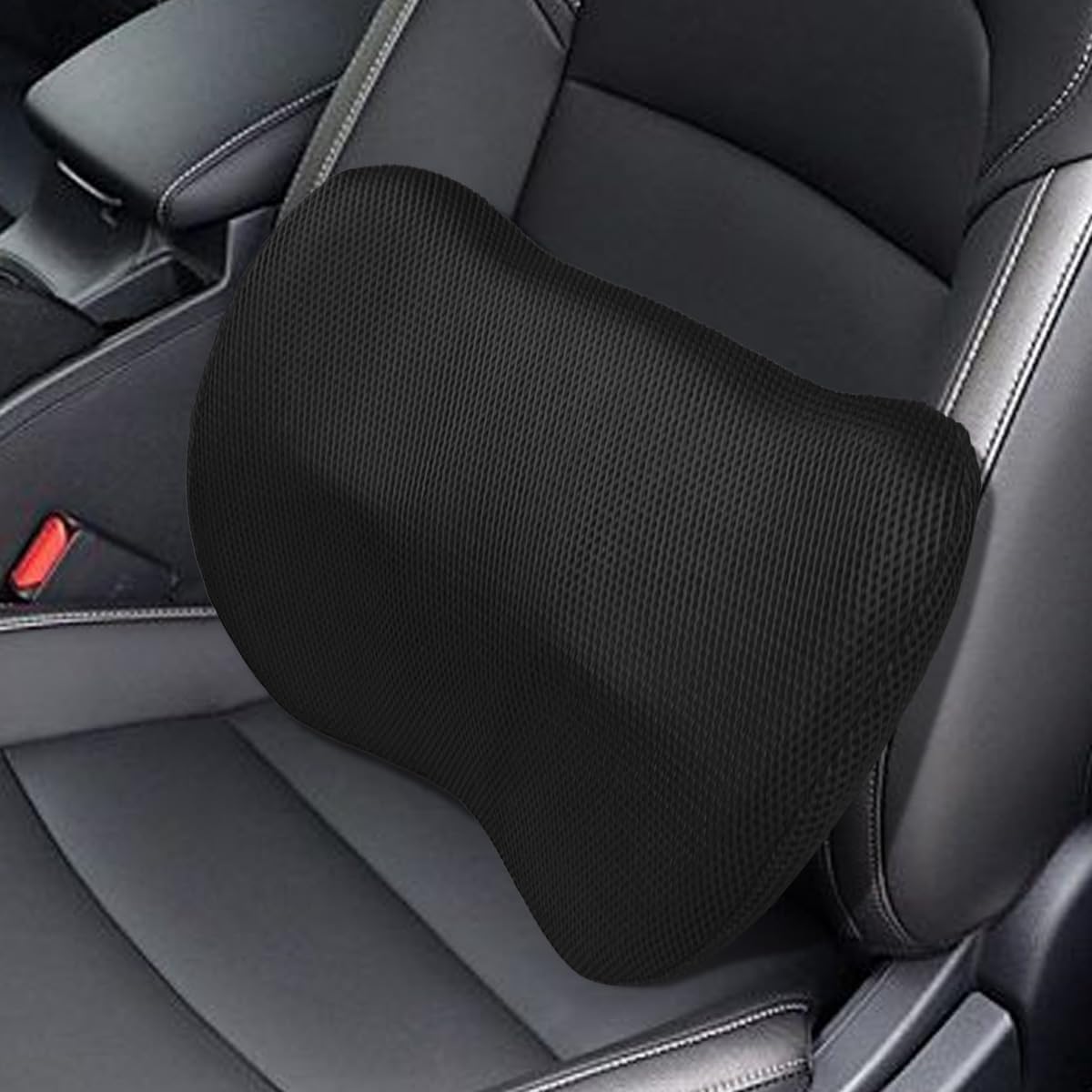 Car Lumbar Support Pillow, Breathable Memory Foam Car Seat Back Cushion for Comfortable Driving, Universal Auto Interior Rest Pillow for Home, Office, Wheelchair (Gray)
