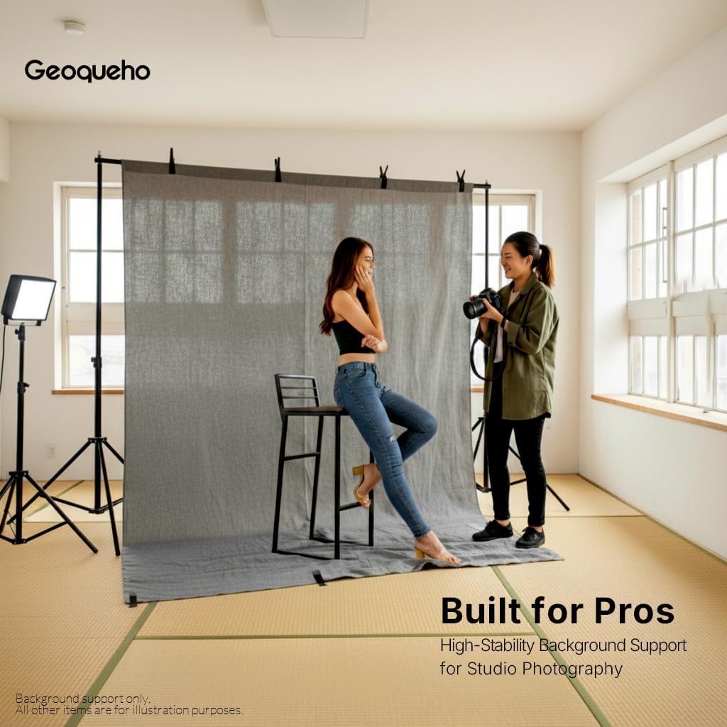 6.6x6.6ft Backdrop Stand Support System with 32.5" Wide Base Stability, Heavy Duty Background Stand for Video Studio Photo Booth, 4 Clamps & Carry Bag