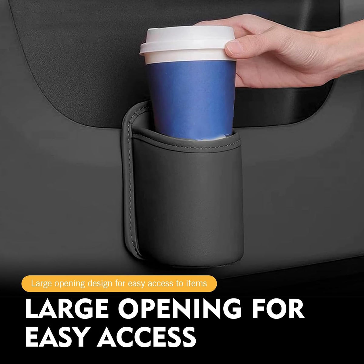 2 PCS Back Seat Cup Holders for Cars, Door Storage Box, Multifunctional Storage Bag Trash Can, Universal for Car Leather Water Bottle Holder, Auto Interior Accessories (Black)