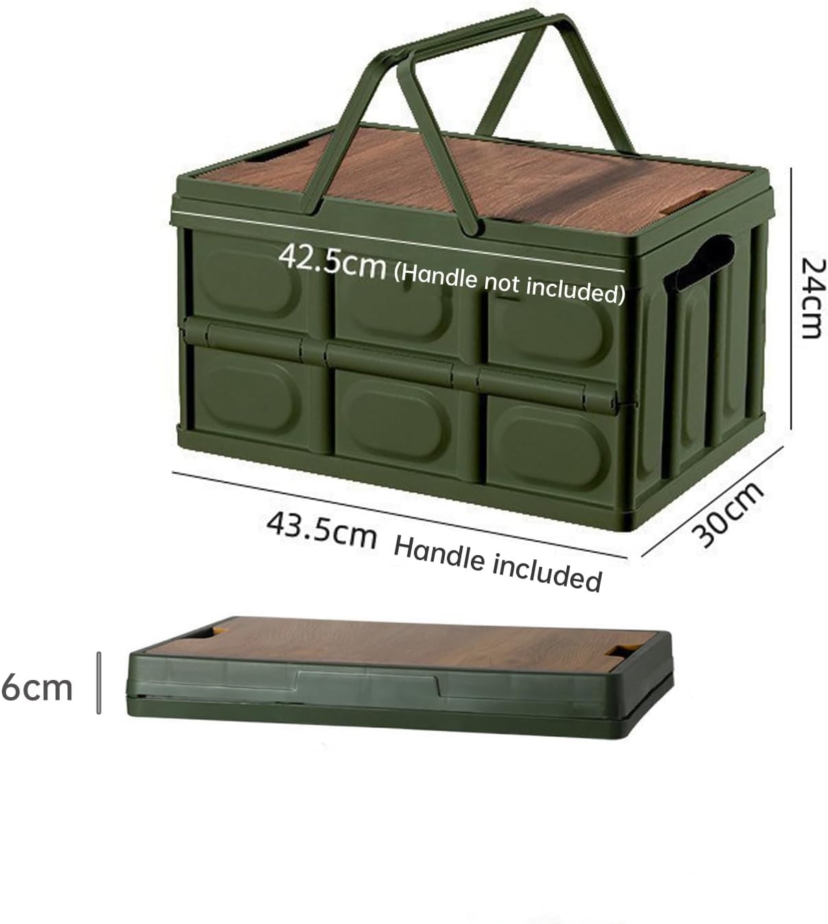 Collapsible SUV Trunk Organizer Plastic Durable Cargo Storage Box Outdoor Storage Organizer Box Secure Snap-on Lid Car Boot Organizer Hard Plastic Storage Box for Camping Picnics,Green