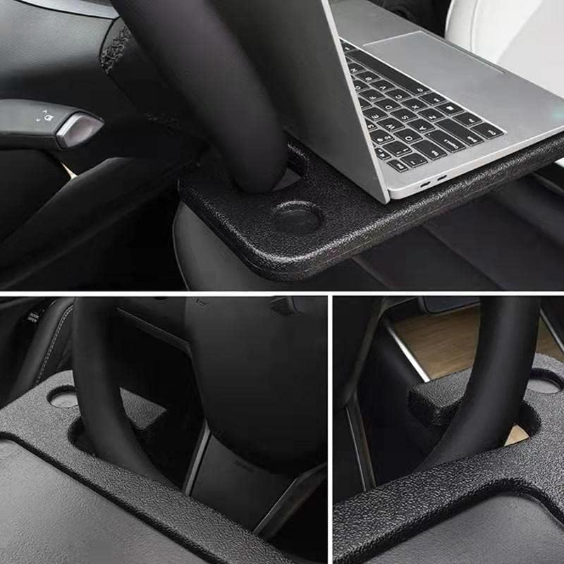 Car Steering Wheel Desk, Multifunction Portable Auto Steering Wheel Tray for Computer, Food, Snack, Lunch, Drinking, 2 in 1 Black Car Eating Table