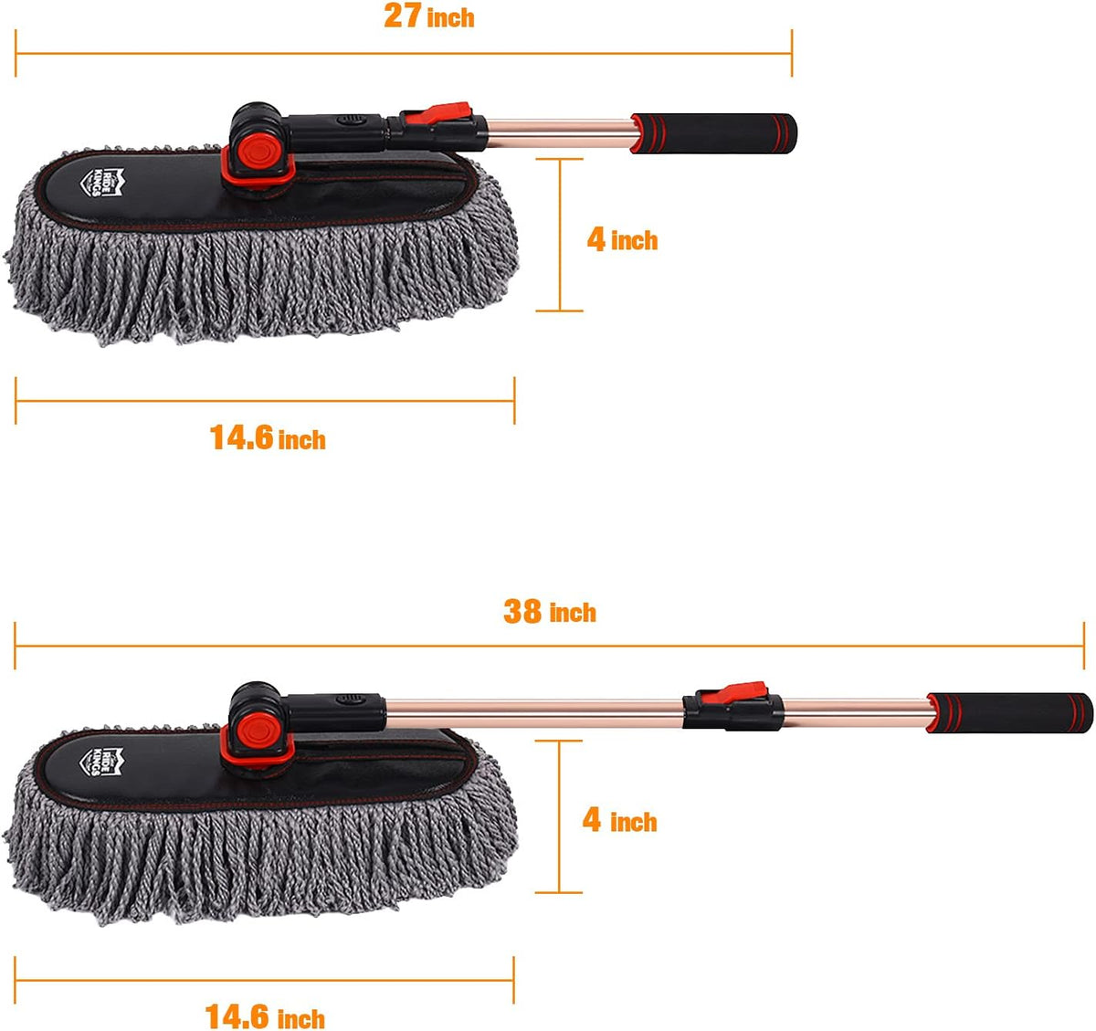 Auto Duster Extendable Handle, Car Duster Set, Scratch Remover Large and Small Brushes Remove Dust Exterior Interior of RVs and Trucks, Microfiber Auto Interior Brush, 2-Packs - Gifts for Men Women