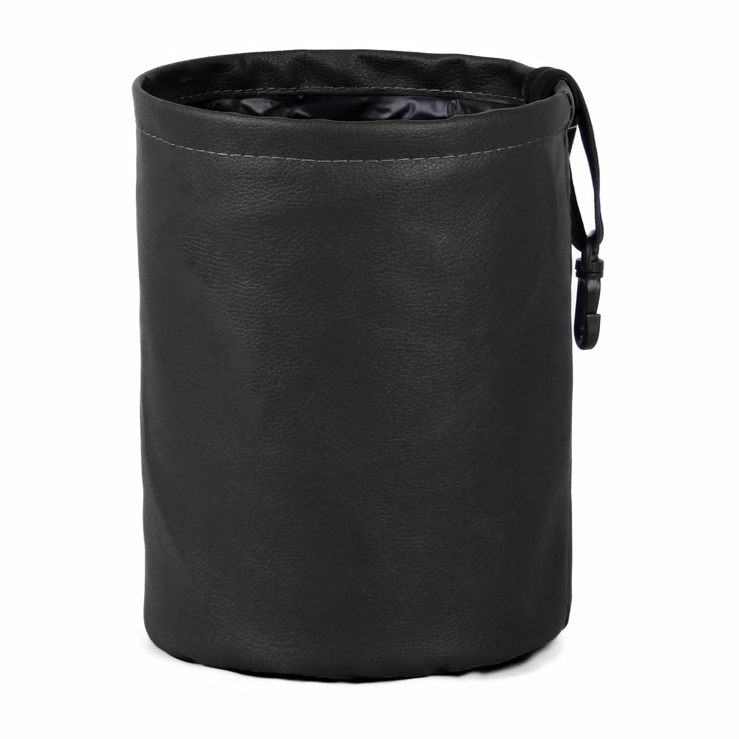 Car Trash Can Foldable PU Leather Car Garbage Can Waterproof Portable Multifunctional Car Accessories Interior Trash Bin Hanging for Headrest Black