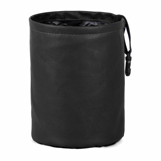 Car Trash Can Foldable PU Leather Car Garbage Can Waterproof Portable Multifunctional Car Accessories Interior Trash Bin Hanging for Headrest Black