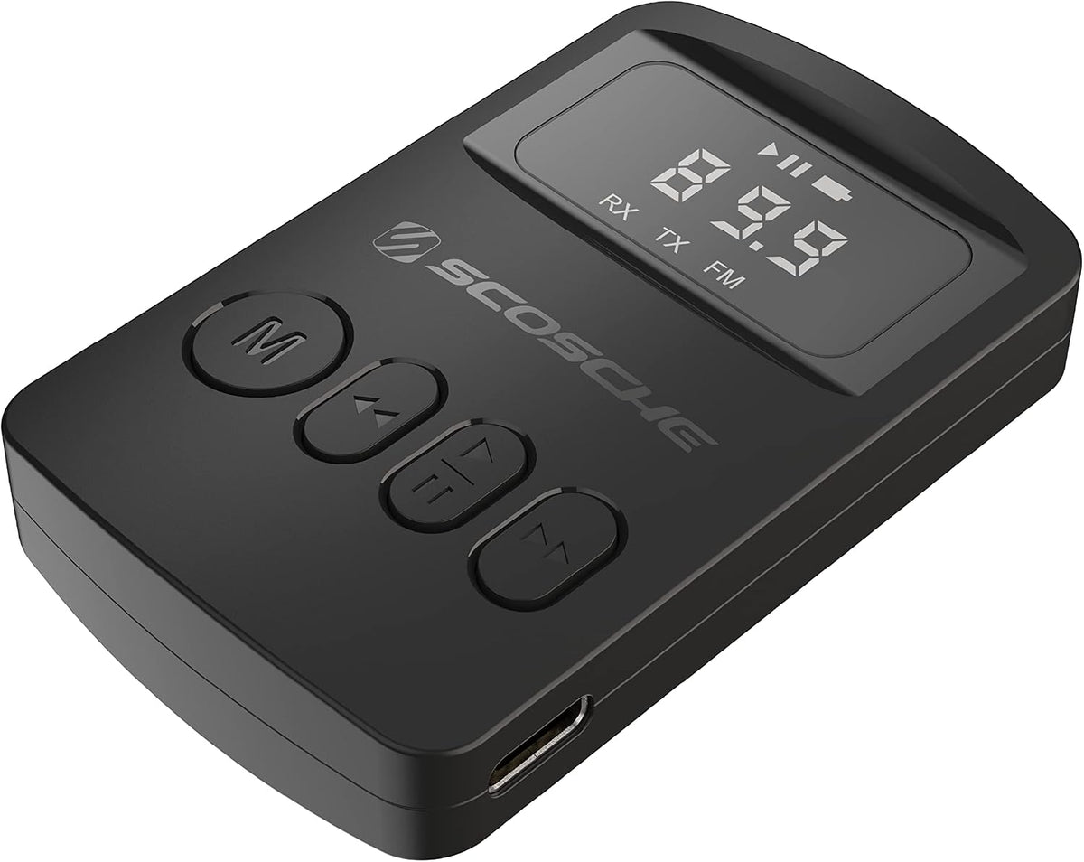 Scosche BTFMPD3SR FM Bluetooth Radio Transmitter for Car, Hands-Free Kit with Dual USB Charging Ports, 12W USB-A + 20W Fast Type-C Car Charger, Wireless Adapter for Calls, Siri and Google Assistant