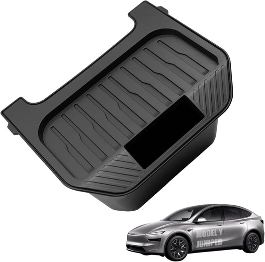 Rear Center Console Organizer for 2025-2026 Tesla Model Y Juniper, Backseat Storage Bin & Trash Can, Snap-In Stable Installation, TPE Partitioned Organizer for Model Y Juniper Accessories