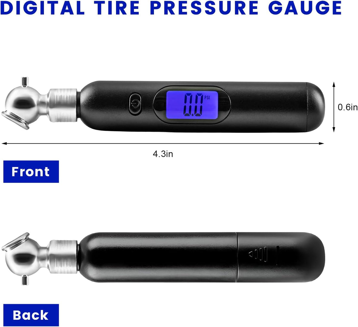 Digital Tire Pressure Gauge, 5-100PSI 4 Settings Auto Tire Check Pencil with Backlit LCD Display, Portable Air Pressure Gauge for Cars Trucks Motorcycles, Car Accessories