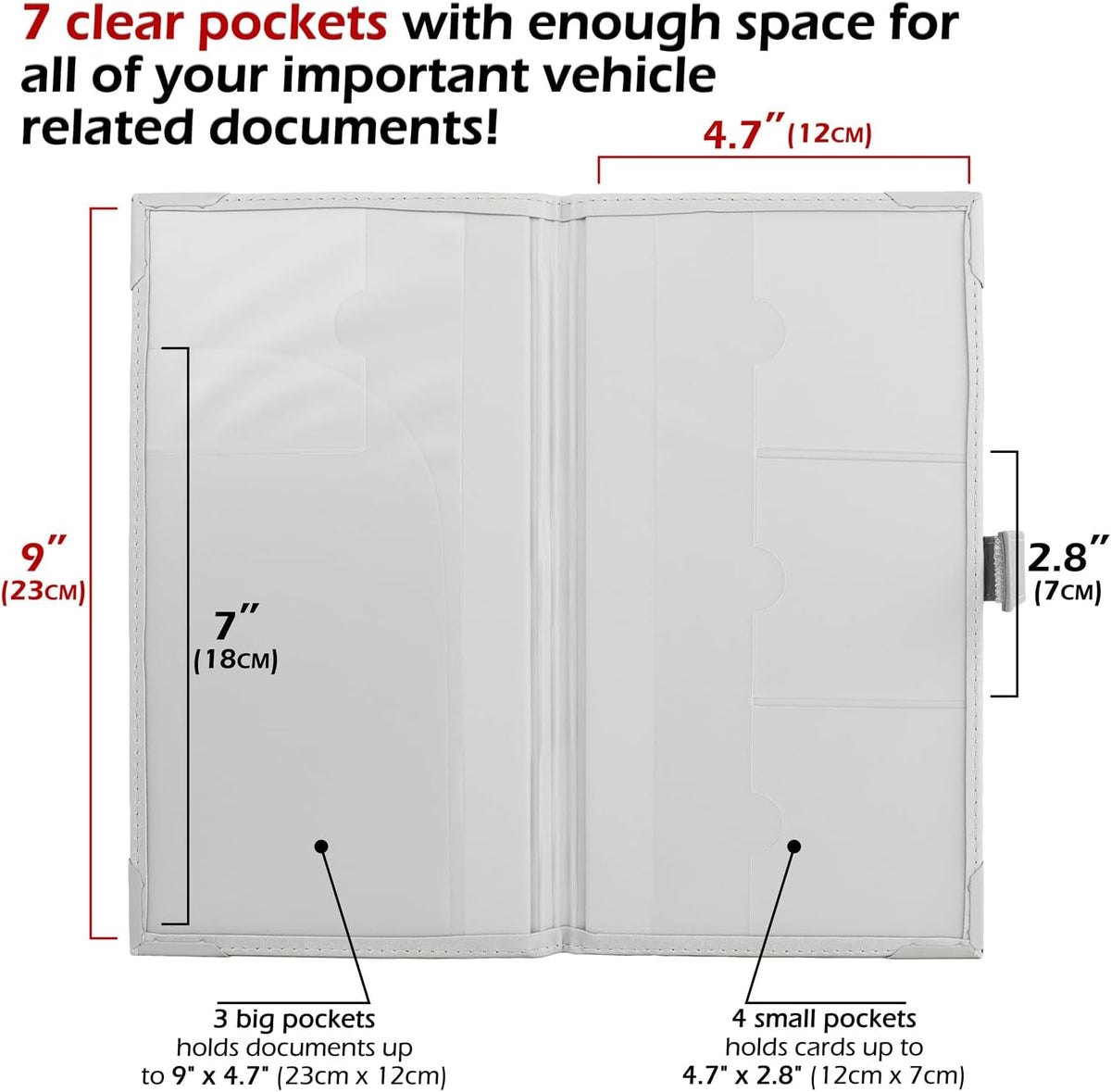 PlusXpres Registration and Insurance Card Holder - Car Organizer - White | Vehicle Glove Box Document Organizer, Auto Essential Paperwork Holder for Contact Information Cards, Interior Car Accessories
