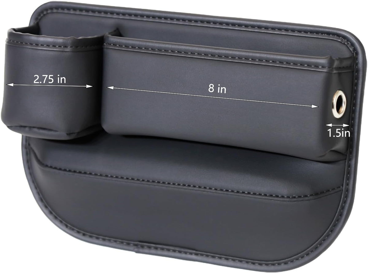 1 Pack Car Seat Gap Filler Organizer, Car Seat Organizer, Seat Gap Storage Box with Cup Holders for Drink, Car Leather Cup Holder Gap Bag Front Seat for Phone, Sunglasses,Keys(Right Side)