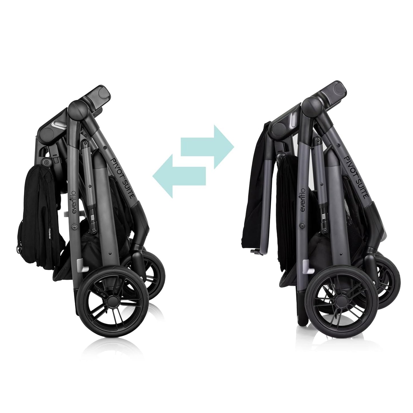 Evenflo Pivot Suite Modular Travel System with LiteMax Infant Car Seat, Dunloe Black