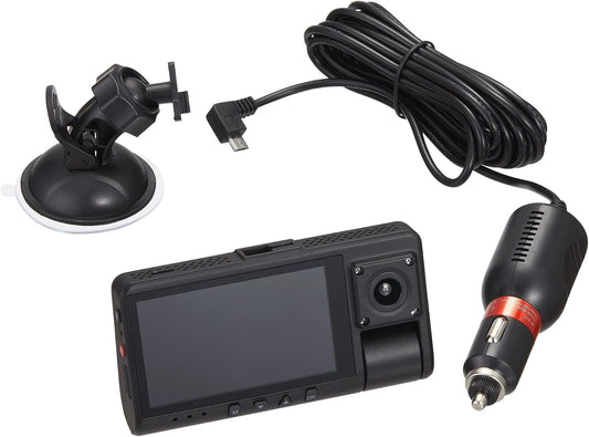 Dual Dash Cam with Ultra-Wide Angle Lens, 3" LCD Screen, Front 1080P Wide Angle Camera with 16GB SD Card, Supports 128GB max, Built in G-Sensor (Renewed)