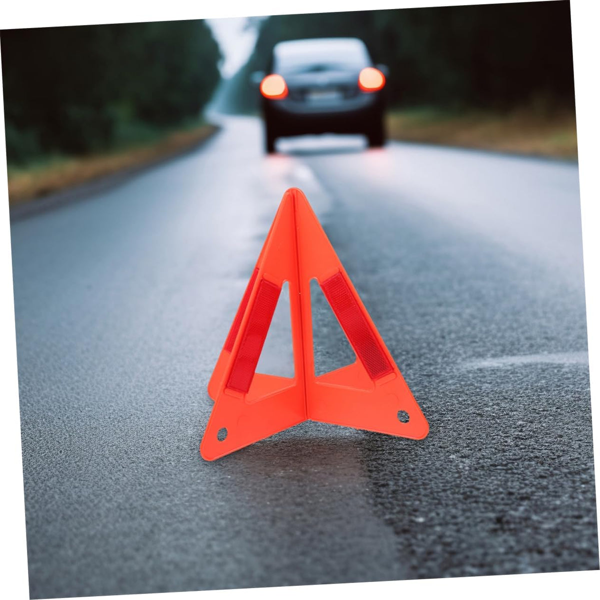 3 Pack Reflective Triangle Warning Signs Portable Foldable Red Plastic