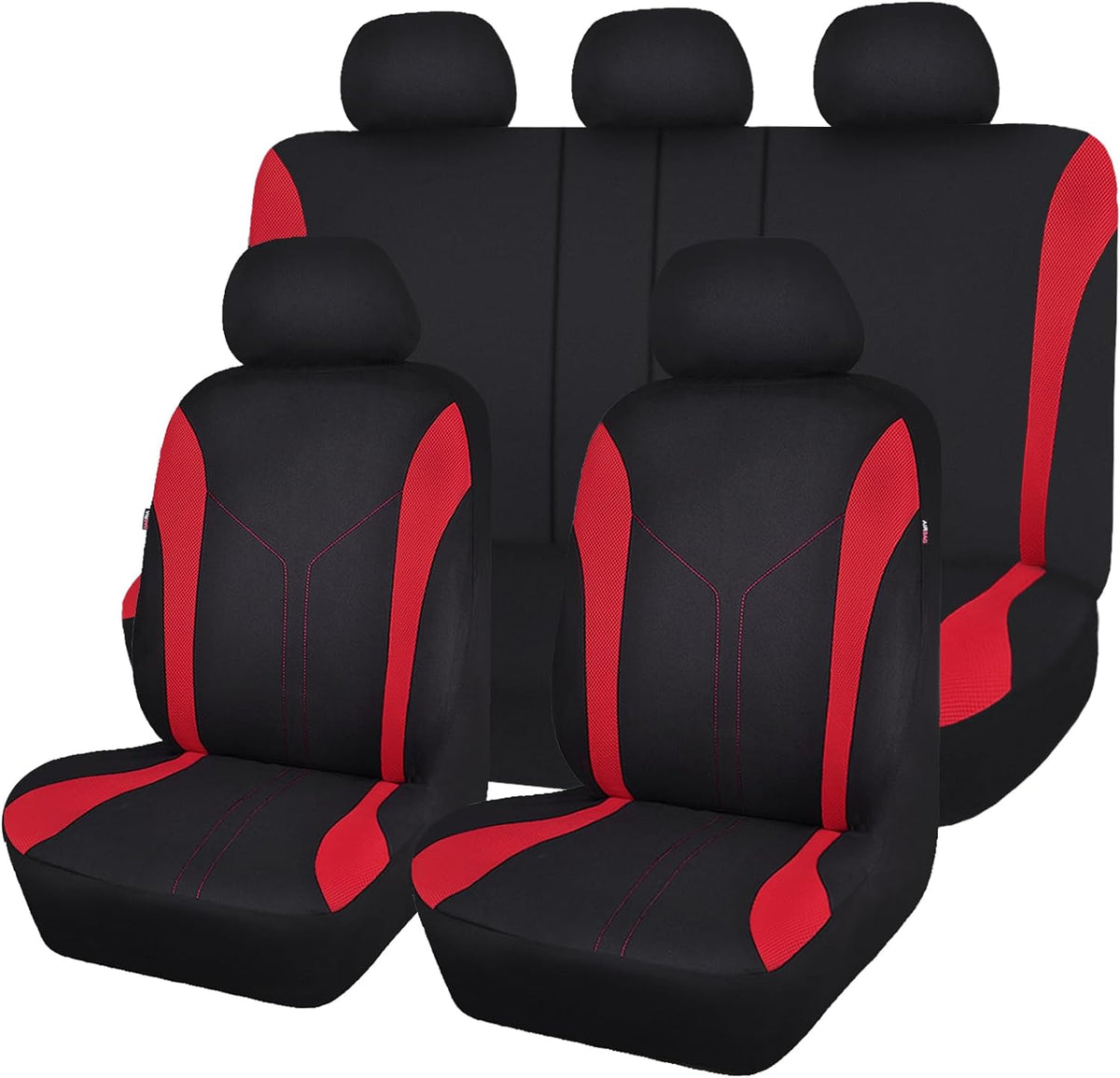 Flying Banner Car Seat Covers 2 Front Seats Mesh Fabric Splicing Polyester Cover Black with Green Color
