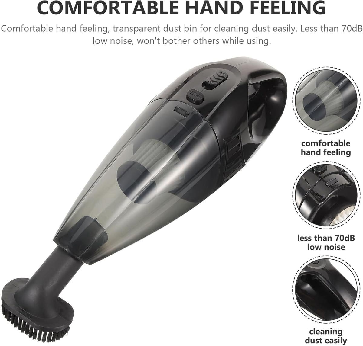 KICHOUSE 12v Powerful Wireless Car Vacuum Auto Vacuum Cleaner for Wet Dry Cleaning Comfortable Handheld Design