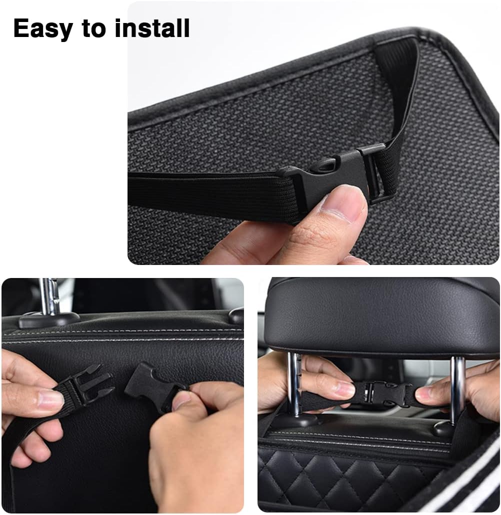 Car Back Seat Organizer, Hanging PU Leather Car Storage Bag, Compatible with Most Vehicles Interior Accessories Organizer (Black(2Pack))