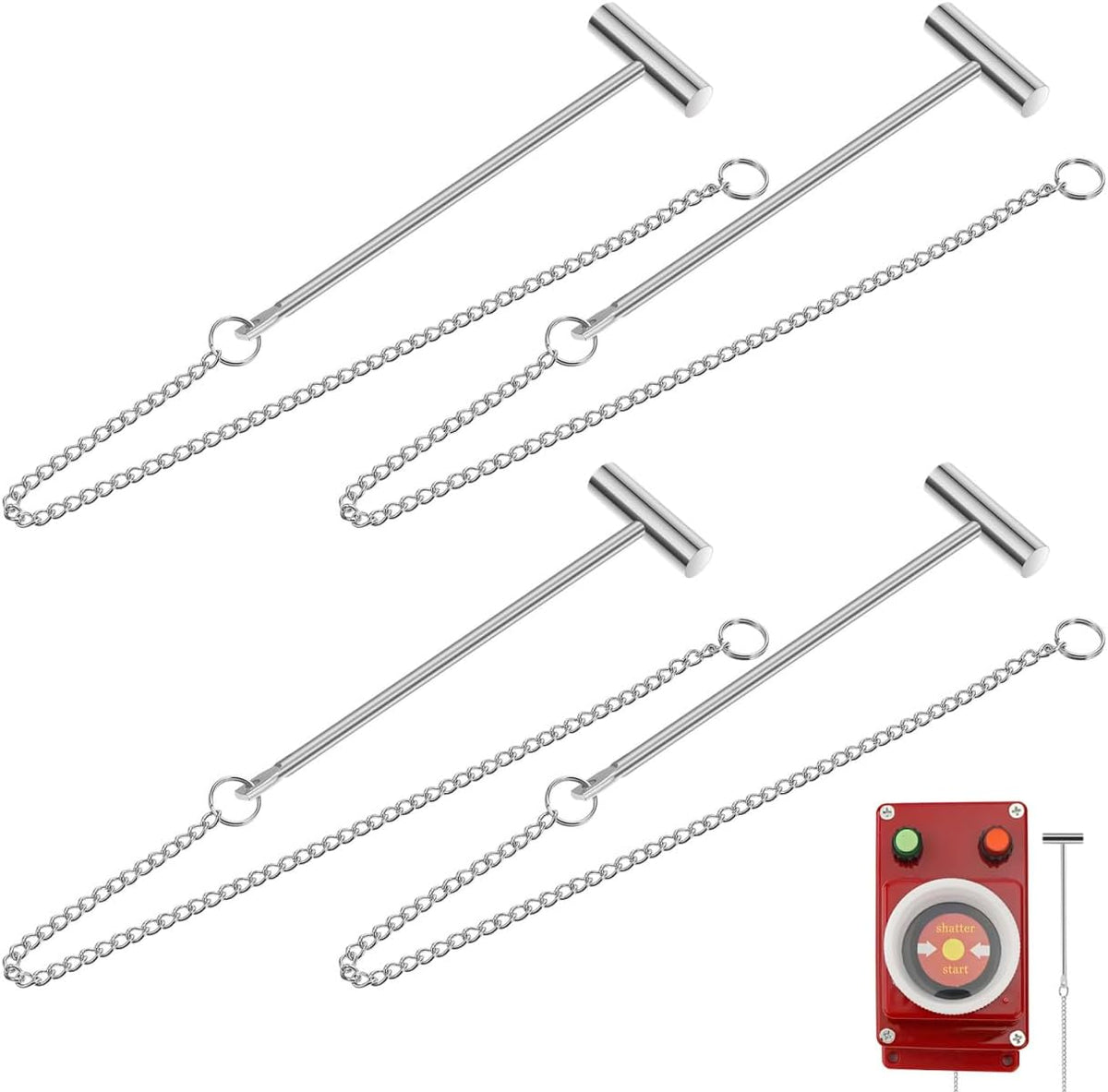 DOITOOL 4pcs Mini Hammer, Emergency Fire Call Point Hammer, Iron Dual Head Small Break Glass Striker for Fire Extinguisher Box, Silver