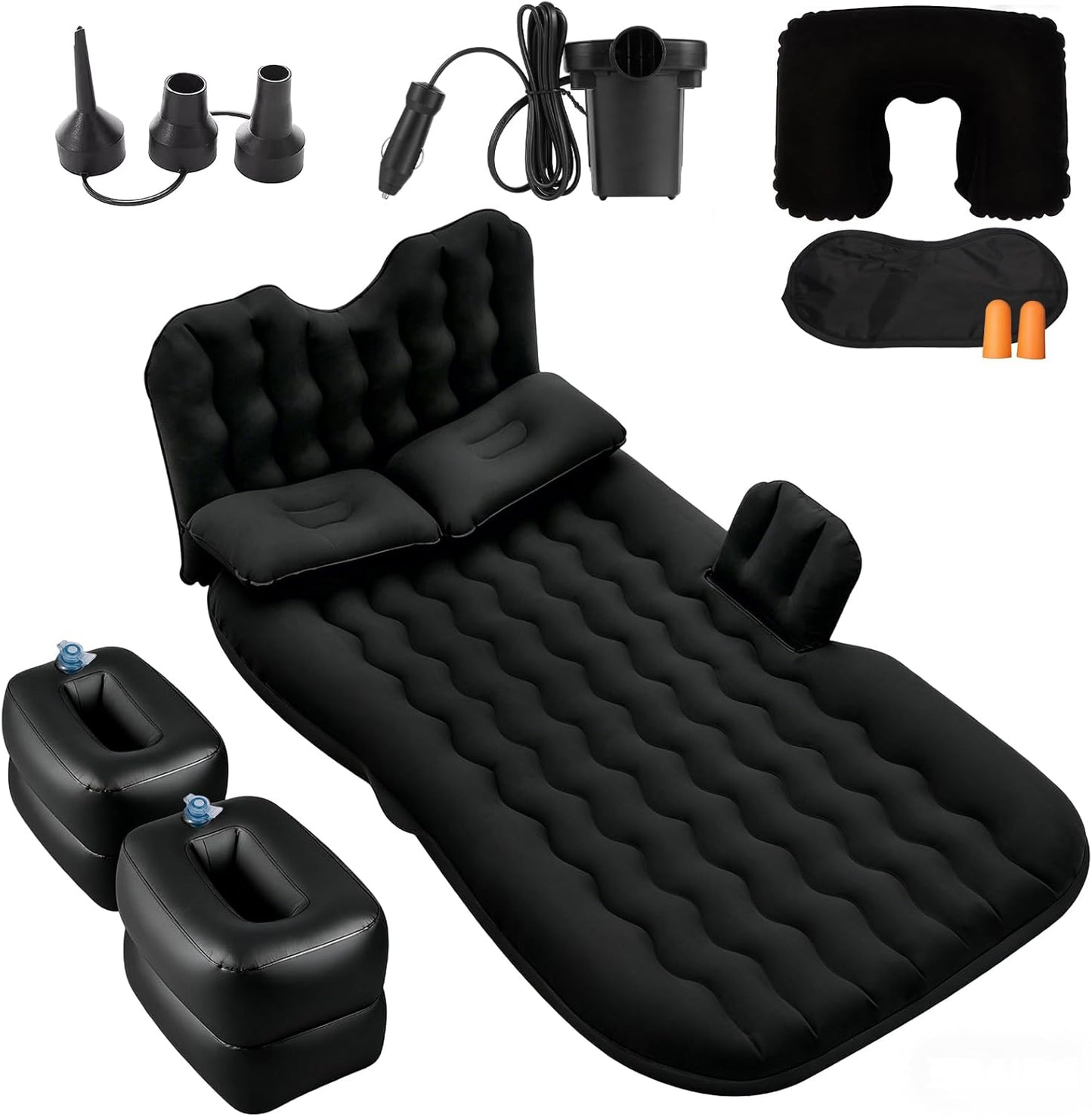 Onirii Inflatable Car SUV Air Mattress Back Seat Bed | Portable Thickened Car Travel Camping Sleeping Air Mattress Blow Up Bed with Air Pump for Car Universal SUV