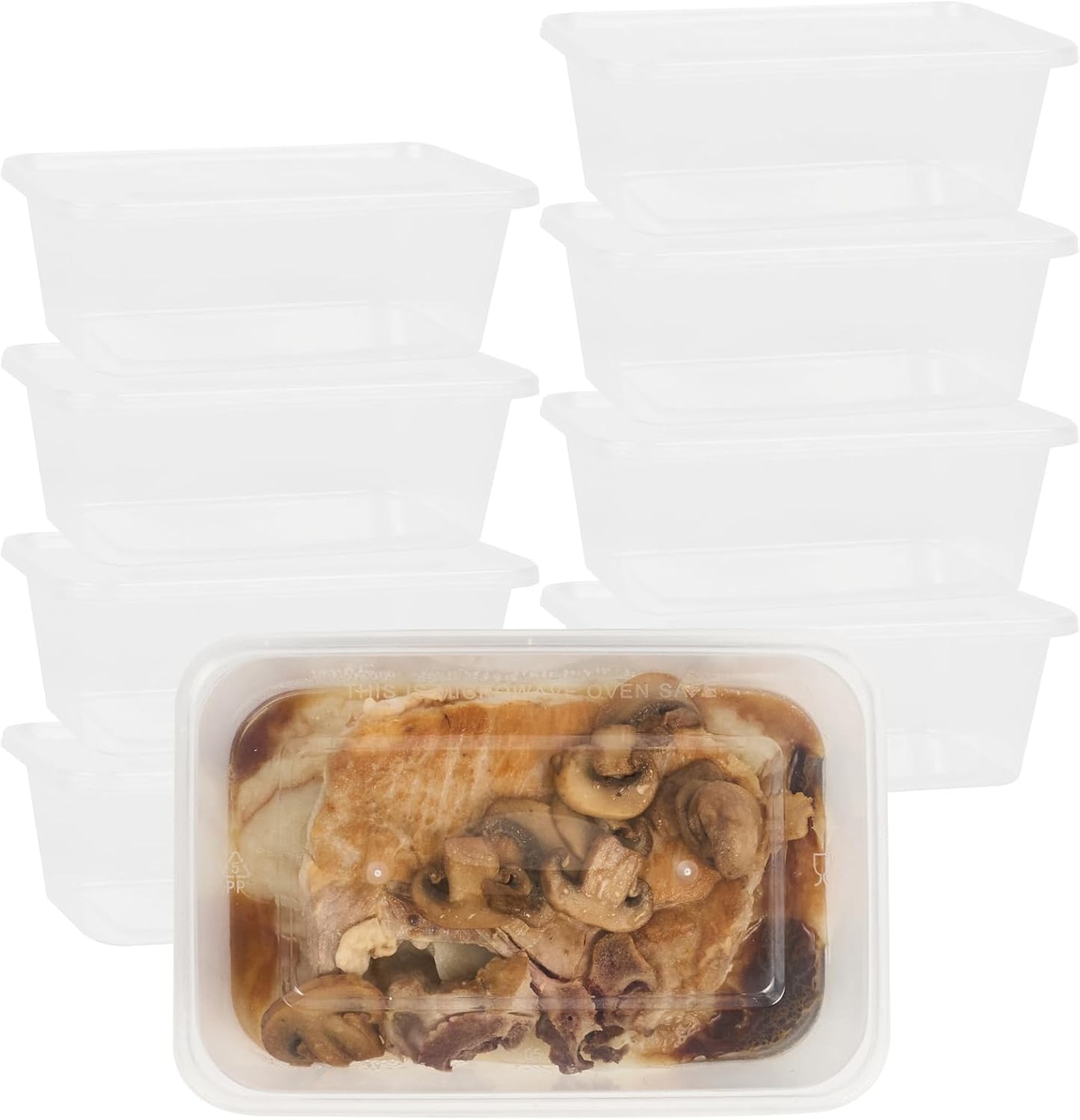 Restaurantware Plastic Containers 50 Pack of 34 oz with Lid Rectangular Clear Food Storage Containers Microwavable Stackable Lightweight Meal Prep Boxes for Take Out