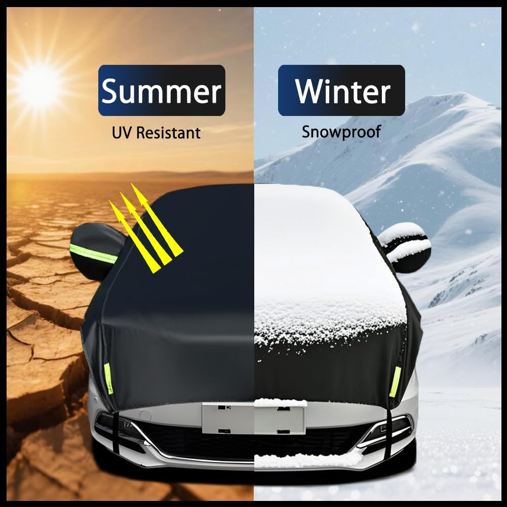Half Car Cover Car Cover for Sunshade Half Car Body Cover Snow Cover Waterproof Universal Black 210D with Cotton (SUV/MPV)