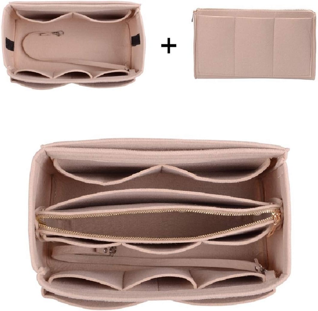 ZTUJO Purse Organizer Insert, Felt Bag Organizer with Metal Zipper, Handbag & Tote Shaper, For Speedy Neverfull Tote, 7 Sizes