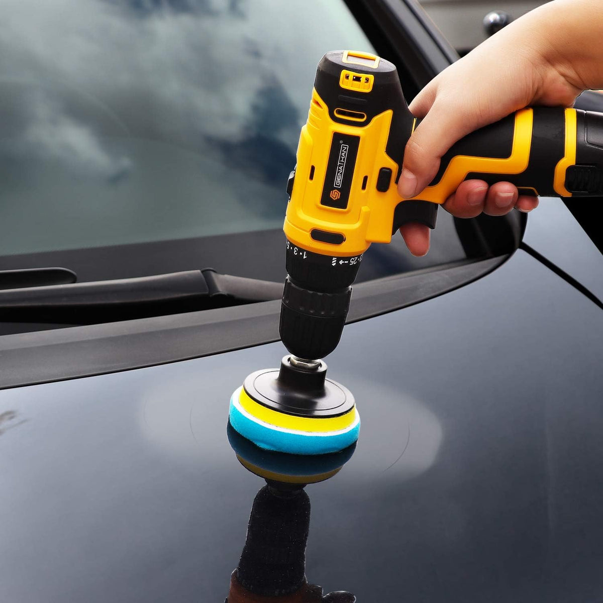 Kshineni Buffing Pads 3 Inch Car Buffer Pad, 22 Pcs Drill Polishing Kit, Polisher Pads Kit Sponge Pads Car Foam Drill for Polishing, Sanding, Waxing, Sealing Glaze