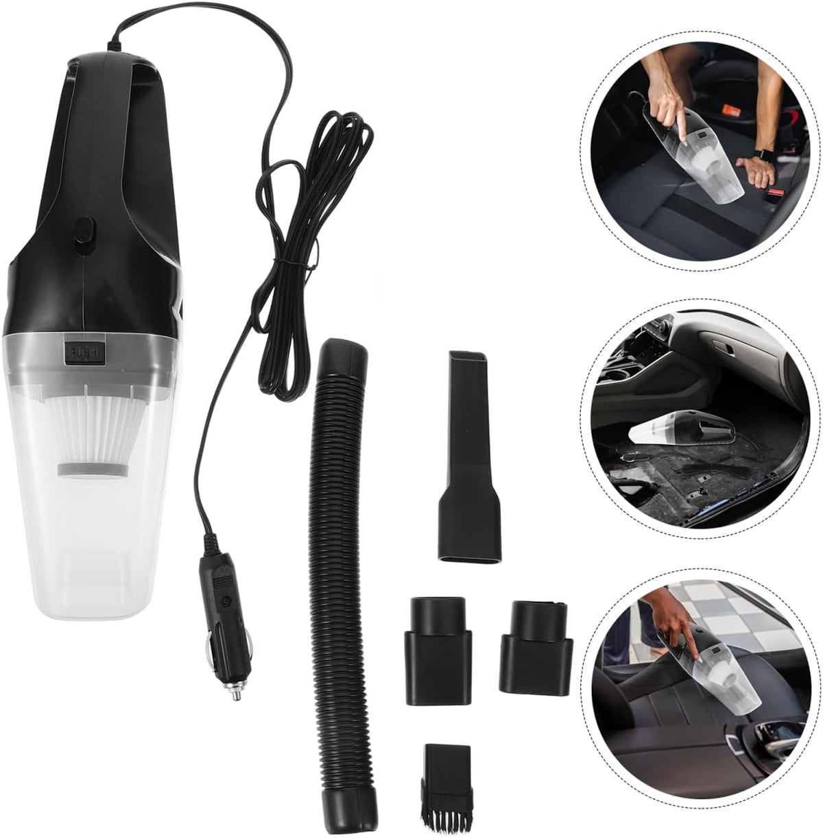 PRETYZOOM Portable with Washable Filter 12V 120W Car Vacuum Cleaner